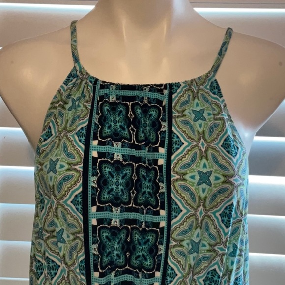 Maggy London Blue Green Sundress Sleeveless Midi - Picture 2 of 11